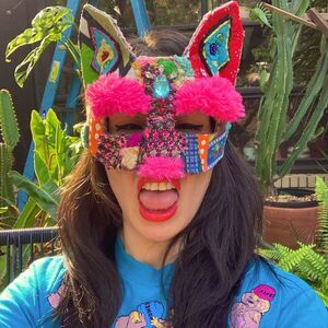 Handmade Festival Mask Party Celebration Patchwork Upcycled Art Craft OSFA